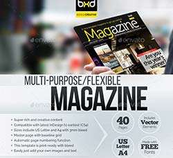 indesign模板－商业杂志(40页/通用型)：Magazine Template - InDesign 40 Pag